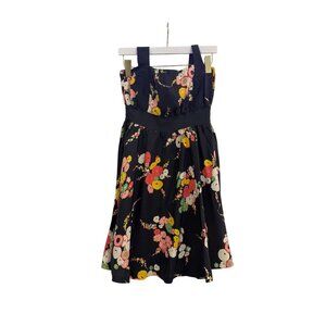 Moulinette Soeurs Floral Strapless Dress Black Multicolor Size 8 Silk Blend